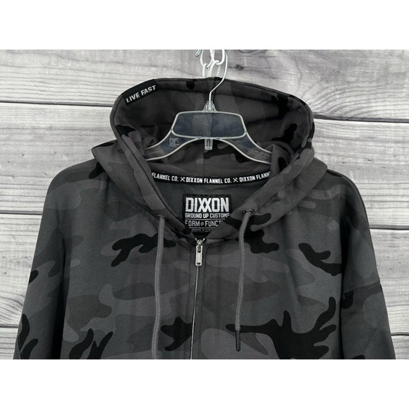DIXXON FLANNEL CO BLACK CAMO FULL ZIP HOODED SWEATSHIRT HOODIE Men's Size XL - Picture 3 of 7
